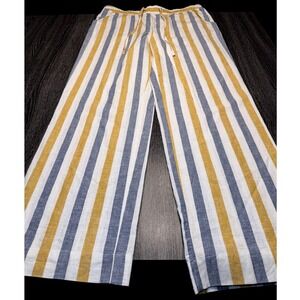 Linea Donna Linen Stripe Pants Size L NEW Drawstring Resort Coastal Summer